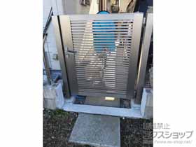 の門扉 【特注】ライシス門扉 1型 細横桟 片開き 柱使用 施工例