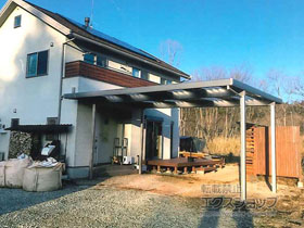 のカーポート テリオスポートIII 1500 2台用 間口延長 角柱4本柱 積雪〜50cm対応 施工例