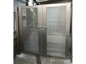 の門扉 ライシス門扉 1型 細横桟 両開き 柱使用 施工例