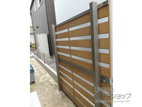 のフェンス・柵 ジオーナフェンス YP型 マテリアルカラー アルミ多段柱II（パネル2段） 施工例