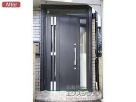 LIXIL リクシル(トステム)の玄関ドア リシェントII 断熱K4仕様 片袖仕様(ランマ付)L F87型 施工例