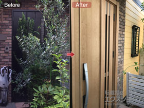 の玄関ドア リシェントII 断熱K4仕様 親子仕様(ランマ無)R F87型 ※カザスプラス仕様 施工例