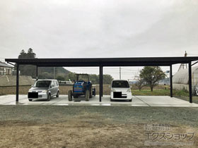のカーポート テリオスポートIII 900 角柱4台用 横連棟 6本柱 積雪〜30cm対応 施工例