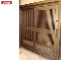 の玄関ドア リシェント玄関引戸 SG仕様 2枚建戸 ランマ無 60型（千本格子腰付） 施工例