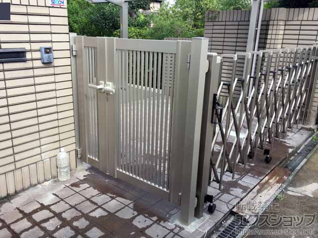 の門扉 プレシオス門扉 縦格子 親子開き 施工例