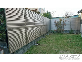 のフェンス・柵 カムフィX9型 ルーバータイプ フリー支柱タイプ 多段支柱施工 施工例