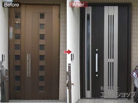 LIXIL リクシル(トステム)の玄関ドア リシェント 玄関ドア3 断熱K2仕様 手動 親子仕様(ランマ無)R M84型 施工例