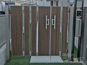 の門扉 ジオーナ門扉 SA型 両開き親子 マテリアルカラー　柱使用 施工例