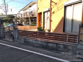 のフェンス・柵 ルシアスフェンスF04型 横板 複合カラー 自由柱施工 施工例
