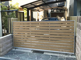 のカーゲート オーバードアS5型 マテリアルカラー 電動式 施工例