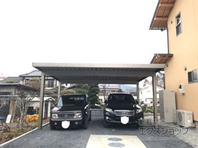 LIXIL リクシル(トステム)のカーポート テリオスポートIII 3000 2台用 角柱4本柱 積雪～100cm対応 施工例