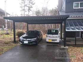 のカーポート ジーポートneo Aタイプ 2台用 角柱4本柱 積雪〜100cm対応 施工例