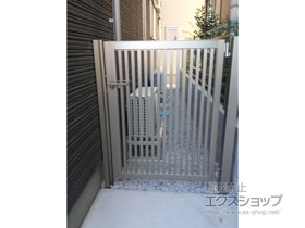の門扉 プレスタ門扉 4型 太たて桟 片開き 柱使用 施工例