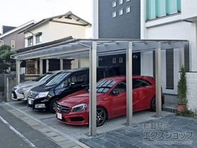 のカーポート エフルージュ トリプル マテリアルカラー 積雪〜20cm対応/梁延長仕様（8本柱） 施工例