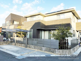 のフェンス・柵 プレスタフェンス 7Y型 横スリット フリーポールタイプ 施工例