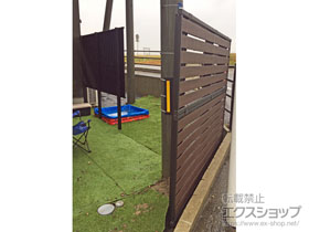 のフェンス・柵 モクアルフェンス 横板タイプ 2段支柱 自立建て用（パネル2段） 施工例