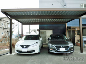 のカーポート ジーポートneo Aタイプ 2台用 角柱4本柱 積雪〜100cm対応 施工例