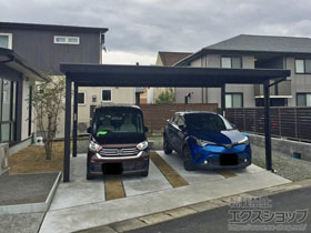 カーポート テリオスポートIII 1500 2台用 角柱4本仕様 積雪〜50cm対応 施工例