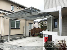 のカーポート エフルージュ ツイン50 積雪〜50cm対応/6m超・7.8ｍ以下梁延長 施工例
