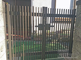 の門扉 ハイ千峰 両開き 柱使用 施工例