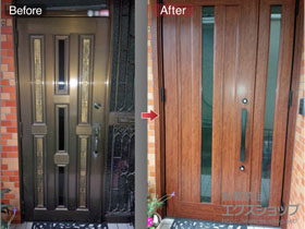 の玄関ドア リシェント玄関ドア3 アルミ仕様 手動 親子仕様(ランマ無)L C12N型 施工例