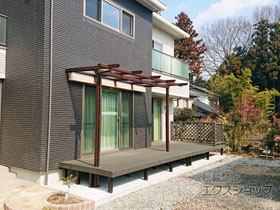 のテラス屋根 サザンテラス (パーゴラ仕様) テラスタイプ 単体 サンシェードカーテン付き 施工例