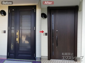 の玄関ドア リシェント玄関ドア3 断熱K2仕様 親子仕様(ランマ無)R M17型 ※タッチキー(リモコンタイプ)仕様 施工例