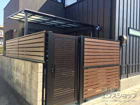 の門扉 シンプレオ門扉3型 横太格子 片開き 高尺タイプ 門柱使用 施工例