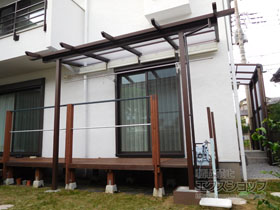 のテラス屋根 サザンテラス (パーゴラ仕様) テラスタイプ 単体 サンシェードカーテン付き 施工例