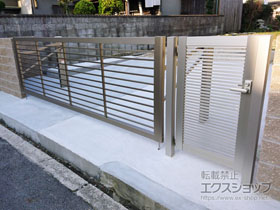 の門扉 シンプレオ門扉1型 横格子 片開き 門柱使用 施工例