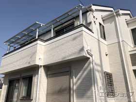 のバルコニー・ベランダ屋根 スピーネ F型 屋根タイプ 単体 積雪〜20cm対応*前枠側出幅違い納まり 施工例