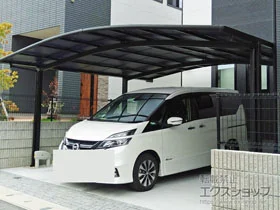 LIXIL(リクシル)のカーポート ネスカR (ラウンドスタイル) ワイド 積雪～20cm対応 施工例