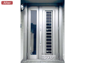 の玄関ドア リシェント 玄関ドア3 アルミ仕様 親子仕様(ランマ無)R C83N型 ※タッチキー(キー付リモコン)仕様 施工例