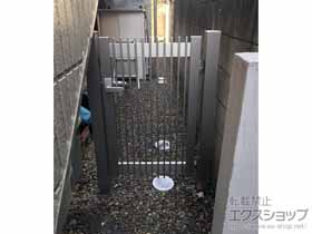 門扉 シンプレオ門扉T1型 縦格子 片開き 門柱使用 施工例