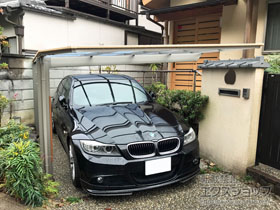 のカーポート フーゴF (フラットスタイル) 木調色 積雪〜20cm対応 施工例