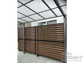 のフェンス・柵 モクアルフェンス 横板タイプ 2段支柱 自立建て用（パネル2段） 施工例