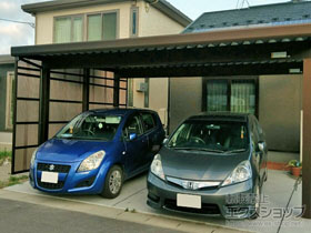 のカーポート ジーポートneo 積雪100cmAタイプ 2台用 角柱4本柱 積雪〜100cm対応 施工例