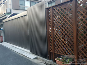 のフェンス・柵 エルファード 片面タイプ 1型 たて格子 フリー支柱 高尺タイプ 施工例