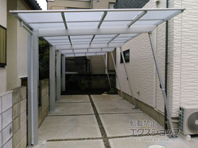 のカーポート ソリッドポート 縦連棟 積雪〜20cm対応＋着脱式サポート柱　2本入り×2セット 施工例