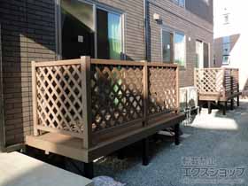 のウッドデッキ マージウッドデッキ＋ステップ Hタイプ（3段）＋ラティスデッキフェンス 施工例