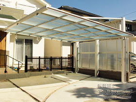 のカーポート ダブルフェース 木調枠タイプ 積雪〜20cm対応 *側面支持タイプ 施工例