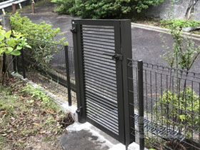 の門扉 プレスタ門扉 1型 細横桟 片開き 柱使用 施工例