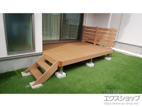 のウッドデッキ マージウッドデッキ＋ステップ Ｓタイプ（2段）×1台＋ルーバーデッキフェンス 施工例