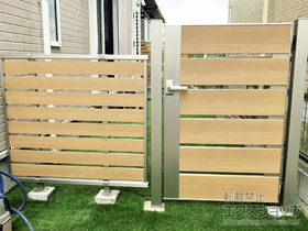 のフェンス・柵 ルシアスフェンスF04型 横板 木目カラー 自由柱施工 施工例