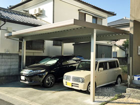 のカーポート レオンポートneo 2台用 角柱4本仕様 木調マテリアルカラー 積雪〜50cm対応 施工例