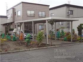 のカーポート ジーポートneo Aタイプ 縦連棟 角柱8本柱 積雪〜100cm対応 施工例