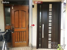 の玄関ドア リシェント玄関ドア3 断熱K4仕様 手動 片袖仕様(ランマ無)R G82型 施工例