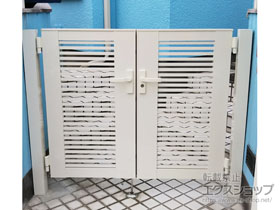 の門扉 ライシス門扉 1型 細横桟 両開き 柱使用 施工例