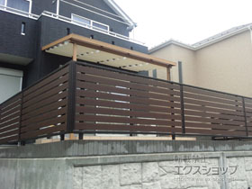 のフェンス・柵 モクアルフェンス 横板タイプ 自由柱施工 施工例