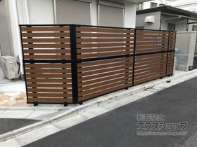 のフェンス・柵 モクアルフェンス 横板タイプ 2段支柱 自立建て用（パネル2段） 施工例